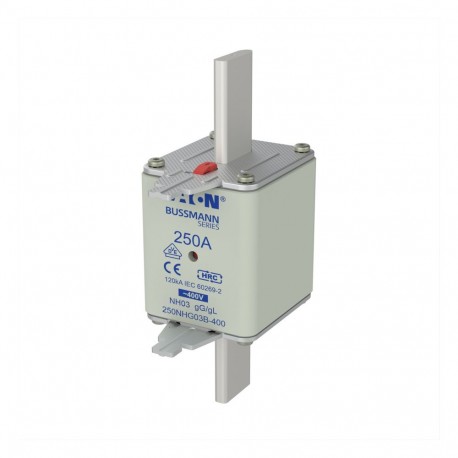 EATON - MOELLER NH FUSE 250A 400V GG/GL SIZE 03 NH FUSE 250A 400V GG/GL SIZE 03 250NHG03B-400 EATON ELECTRIC Fuse-link, LV, 250 A, AC 400 V, NH02, gL/gG, IE..