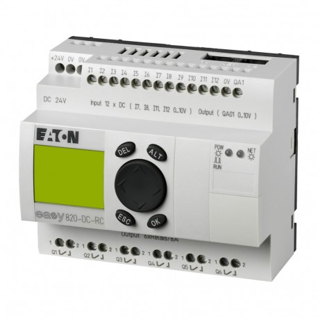 EATON - MOELLER EASY820-DC-RC EASY820-DC-RC 256271 0004520965 EATON ELECTRIC Control relay, 24 V DC, 12DI(4AI), 6DO relays, 1AO, display, ..