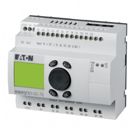 EATON - MOELLER EASY821-DC-TC EASY821-DC-TC 256273 0004520968 EATON ELECTRIC Control relay, 24 V DC, 12DI(4AI), 8DO-Trans, display, time, ..