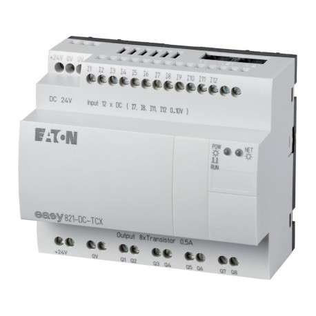 Eaton-moeller EASY821-DC-TCX 0004520969 EATON ELECTRIC Control relay, 24 V DC, 12DI(4AI), 8DO-Trans, time, expandab..