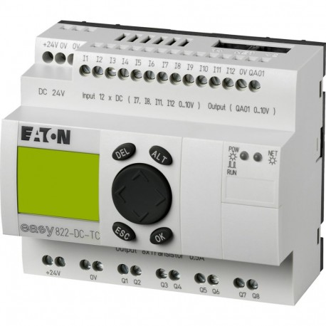 EATON - MOELLER EASY822-DC-TC EASY822-DC-TC 256275 0004520970 EATON ELECTRIC Control relay, 24 V DC, 12DI(4AI), 8DO-Trans, 1AO, display, t..