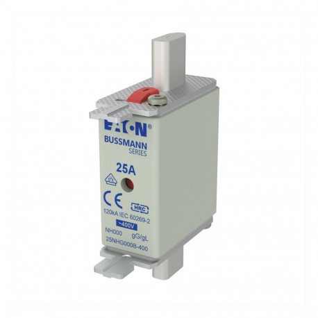 EATON - MOELLER NH FUSE 25A 400V GG/GL SIZE 000 NH FUSE 25A 400V GG/GL SIZE 000 25NHG000B-400 EATON ELECTRIC Fuse-link, LV, 10 A, AC 400 V, NH000, gL/gG, IE..