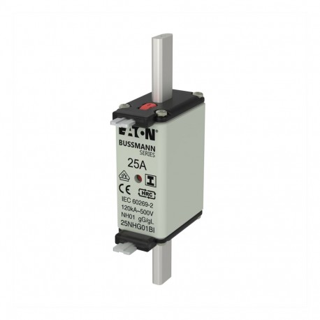 EATON - MOELLER NH FUSE 25A 500V GL/GG SIZE 01 NH FUSE 25A 500V GL/GG SIZE 01 25NHG01BI EATON ELECTRIC Fuse-link, LV, 25 A, AC 500 V, NH01, gL/gG, IEC, dua..