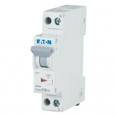 EATON - MOELLER PLN4-C16/1N-MW PLN4-C16/1N-MW 263192 EATON ELECTRIC Over current switch, 16A, 1pole+N, type C characteristic