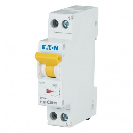 Eaton-moeller PLN4-C25/1N-MW EATON ELECTRIC Over current switch, 25A, 1pole+N, type C characteristic