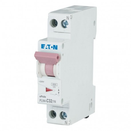 Eaton-moeller PLN4-C32/1N-MW EATON ELECTRIC Over current switch, 32A, 1pole+N, type C characteristic