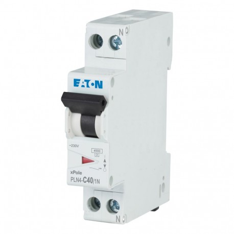 Eaton-moeller PLN4-C40/1N-MW EATON ELECTRIC Over current switch, 40A, 1pole+N, type C characteristic