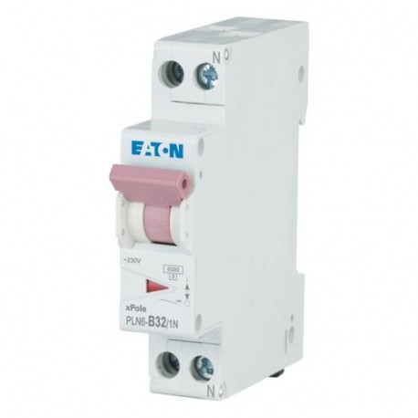 Eaton-moeller PLN6-B32/1N-DE Y7-263275 EATON ELECTRIC Miniature circuit breaker (MCB), 32A, 1pole+N, type B charact..