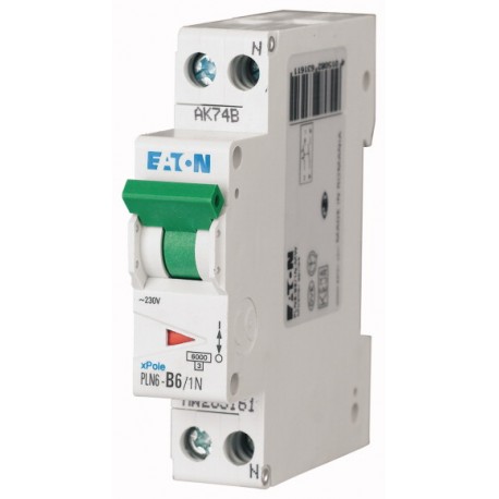 Eaton-moeller PLN6-C2/1N-DE EATON ELECTRIC Miniature circuit breaker (MCB), 2A, 1pole+N, type C characteristic