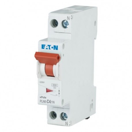 Eaton-moeller PLN6-C4/1N-DE EATON ELECTRIC Miniature circuit breaker (MCB), 4A, 1pole+N, type C characteristic