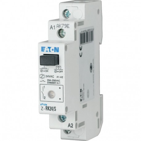 Eaton-moeller Z-RK24/S EATON ELECTRIC Installation relay, 24VAC/50Hz, 1N/O, 20A, 1HP