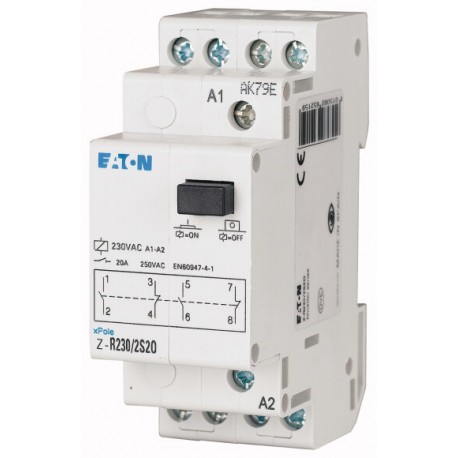 Eaton-moeller Z-R230/2S2O EATON ELECTRIC Installation relay, 230VAC/50Hz, 2N/O, 20A, 2HP