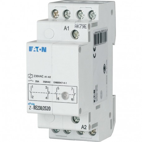 Eaton-moeller Z-RE230/2S2O EATON ELECTRIC Installation relay, 230VAC/50Hz, 2N/O, 20A, 2HP