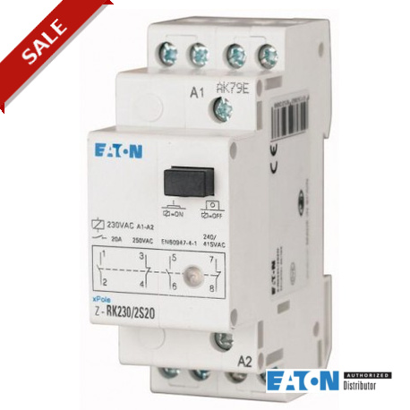 Eaton-moeller Z-RK24/2S2O EATON ELECTRIC Installation relay, 24VAC/50Hz, 2N/O, 20A, 2HP