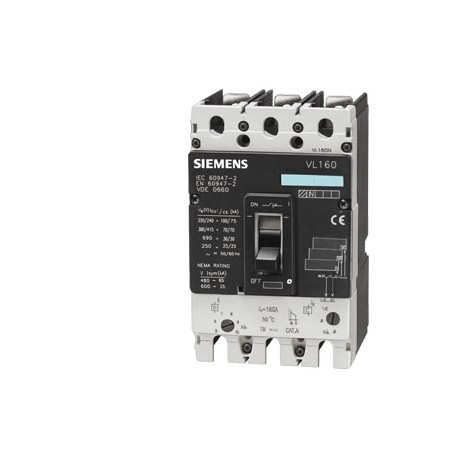 SIEMENS 3VL2706-3DK33-0AA0 3VL2706-3DK33-0AA0 SIEMENS circuit breaker VL160L very high breaking capacity Icu 100kA, 415V AC 3-pole, sta..