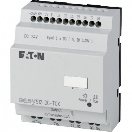 Eaton-moeller EASY512-DC-TCX 0004519761 EATON ELECTRIC Control relay, 24 V DC, 8DI(2AI), 4DO-Trans, time