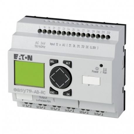 Eaton-moeller EASY719-AB-RC 0004519770 EATON ELECTRIC Control relay, 24VAC, 12DI(4AI), 6DO relays, display, time, e..