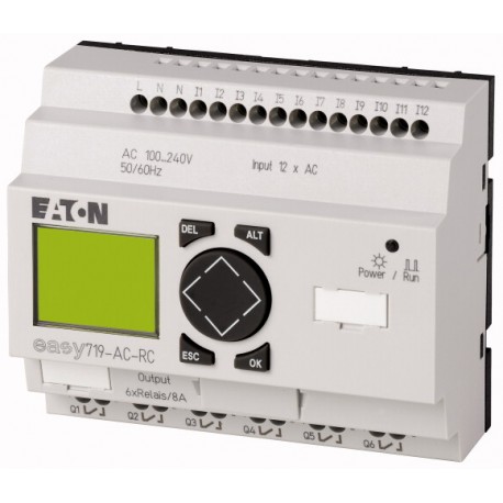 Eaton-moeller EASY719-AC-RC 0004519772 EATON ELECTRIC Control relay, 100-240VAC, 12DI, 6DO relays, display, time, e..