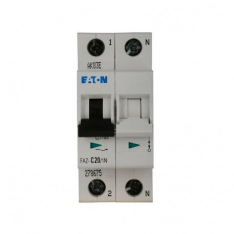 EATON - MOELLER FAZ-C20/1N FAZ-C20/1N 278675 Y7-278675 EATON ELECTRIC Over current switch, 20A, 1Np, C-Char, AC
