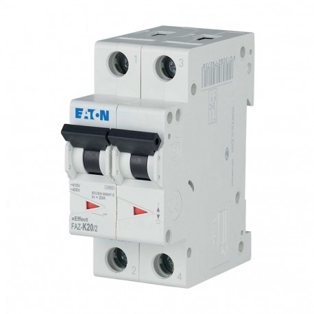 Eaton-moeller FAZ-K20/2 Y7-278799 EATON ELECTRIC Miniature circuit breaker (MCB), 20A, 2p, K-Char, AC