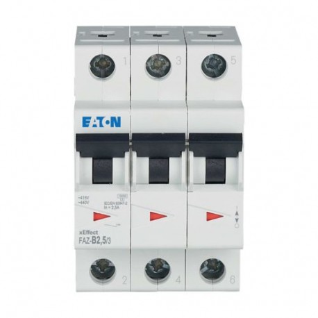 Eaton-moeller FAZ-B2,5/3 Y7-278836 EATON ELECTRIC Miniature circuit breaker (MCB), 2.5A, 3p, type B characteristic