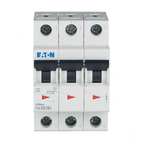 EATON - MOELLER FAZ-C0,16/3 FAZ-C0,16/3 278854 Y7-278854 EATON ELECTRIC Miniature circuit breaker (MCB), 0.16A, 3p, type C characteristic