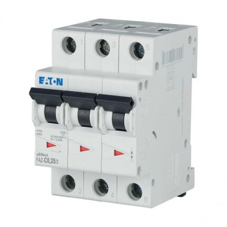 EATON - MOELLER FAZ-C0,25/3 FAZ-C0,25/3 278855 Y7-278855 EATON ELECTRIC Miniature circuit breaker (MCB), 0.25A, 3p, type C characteristic