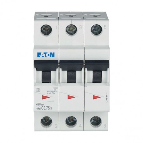 EATON - MOELLER FAZ-C0,75/3 FAZ-C0,75/3 278857 Y7-278857 EATON ELECTRIC Miniature circuit breaker (MCB), 0.75A, 3p, type C characteristic