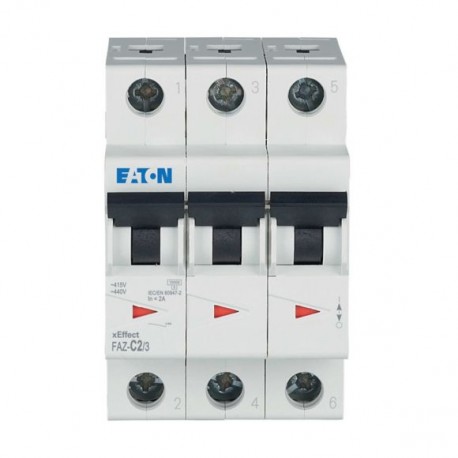 Eaton-moeller FAZ-C2/3 Y7-278861 EATON ELECTRIC Over current switch, 2A, 3p, C-Char, AC