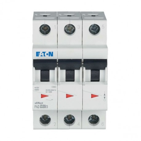 EATON - MOELLER FAZ-D20/3 FAZ-D20/3 278897 Y7-278897 EATON ELECTRIC Over current switch, 20A, 3p, D-Char, AC