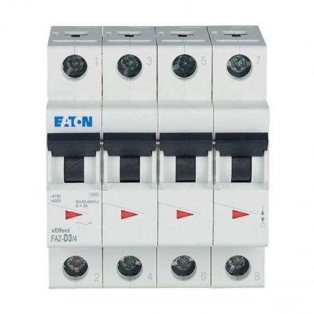 EATON - MOELLER FAZ-D3/4 FAZ-D3/4 279074 Y7-279074 EATON ELECTRIC Miniature circuit breaker (MCB), 3A, 4p, type D characteristic