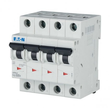 EATON - MOELLER FAZ-D25/4 FAZ-D25/4 279086 Y7-279086 EATON ELECTRIC Over current switch, 25A, 4p, D-Char, AC