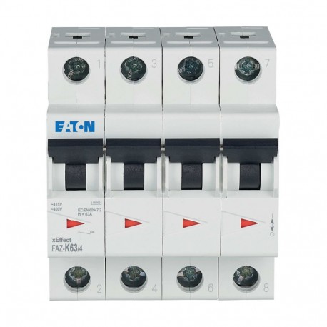 Eaton-moeller FAZ-K63/4 Y7-279105 EATON ELECTRIC Miniature circuit breaker (MCB), 63A, 4p, K-Char, AC