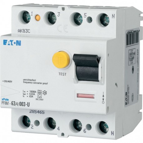 Eaton-moeller PFIM-63/4/003-U FRCDM-63/4/003-U EATON ELECTRIC Residual current circuit-breaker, 63A, 4pole, 30mA, t..
