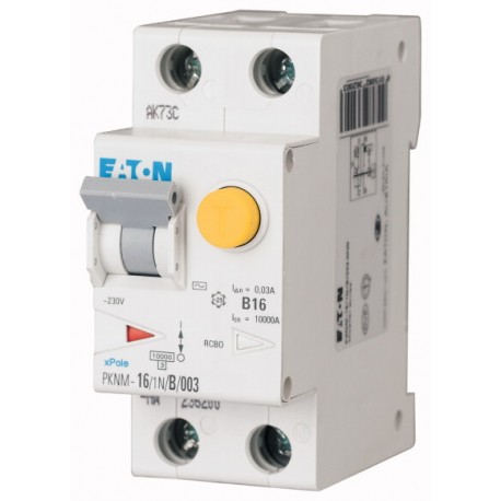 Eaton-moeller PKNM-16/1N/C/003-110VAC EATON ELECTRIC RCD/MCB, 16A, 30mA, miniature circuit-breaker trip curve C, 1p..