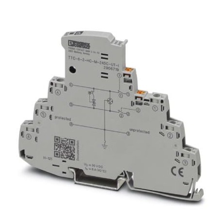 Phoenix contact TTC-6-2-HC-M-24DC-UT-I Surge protection with integrated status indicator and knife d..