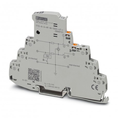 Phoenix contact TTC-6-3-HF-M-12DC-UT-I Surge protection with integrated status indicator and knife d..