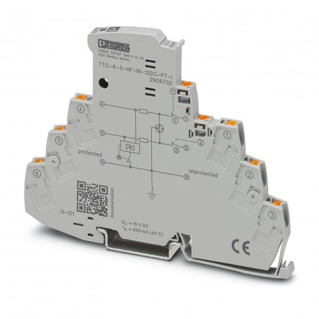 Phoenix contact TTC-6-3-HF-M-12DC-PT-I Surge protection with integrated status indicator and knife d..