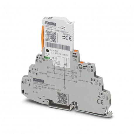 Phoenix contact TTC-6P-3-HF-M-12DC-UT-I Surge protection, consisting of protective plug and base ele..