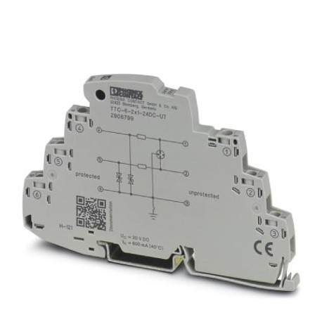 Phoenix contact TTC-6-2X1-24DC-UT Surge protection for two signal wires with common reference potent..