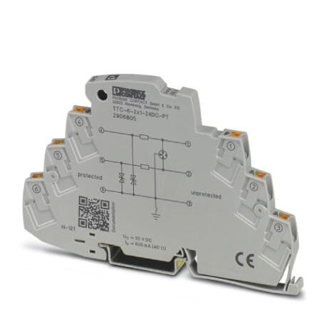 Phoenix contact TTC-6-2X1-24DC-PT Surge protection for two signal wires with common reference potent..