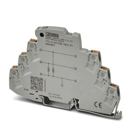 PHOENIX CONTACT TTC-6-2XTVSD-12DC-PT TTC-6-2XTVSD-12DC-PT 2906807 PHOENIX CONTACT Fine surge protection for two signal wires with common referenc..