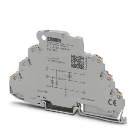 Phoenix contact TTC-3-2X1-24DC-PT Surge protection for two signal wires with common reference potent..