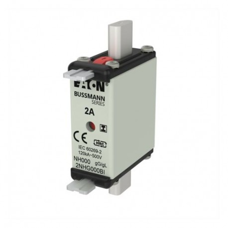 EATON - MOELLER NH FUSE 2A 500V SIZE 000 GG IMGL NH FUSE 2A 500V SIZE 000 GG IMGL 2NHG000BI EATON ELECTRIC Fuse-link, 10x38 mm, 2A, gG