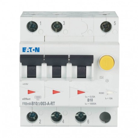 Eaton-moeller FRBMM-B10/3/003-A-RT Y7-305151 EATON ELECTRIC Combined Int. FRBMM, 10A, 30mA, B-Curve, 3p, Class A Ri..