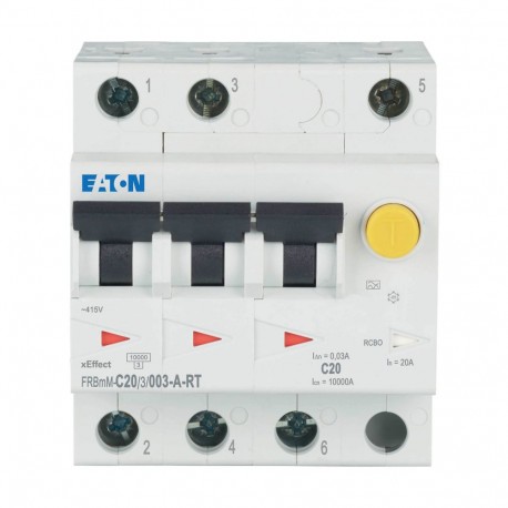Eaton-moeller FRBMM-C20/3/003-A-RT Y7-305162 EATON ELECTRIC Combined Int. FRBMM, 20A, 30mA, C-Curve, 3p, Class A Ri..