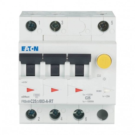 Eaton-moeller FRBMM-C25/3/003-A-RT Y7-305163 EATON ELECTRIC Combined Int. FRBMM, 25A, 30mA, C-Curve, 3p, Class A Ri..