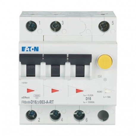 Eaton-moeller FRBMM-D16/3/003-A-RT Y7-305168 EATON ELECTRIC Combined Int. FRBMM, 16A, 30mA, D-Curve, 3p, Class A Ri..