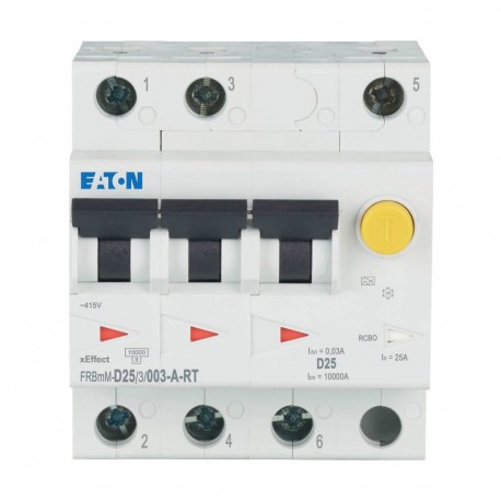 Eaton-moeller FRBMM-D25/3/003-A-RT Y7-305170 EATON ELECTRIC Combined Int. FRBMM, 25A, 30mA, D-Curve, 3p, Class A Ri..