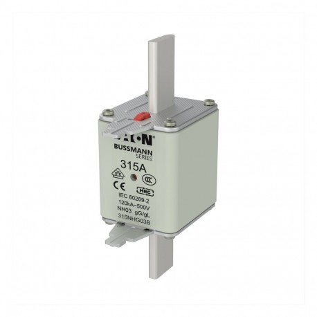 EATON - MOELLER NH FUSE 315A 500V GG/GL SIZE 03 NH FUSE 315A 500V GG/GL SIZE 03 315NHG03B EATON ELECTRIC Fuse-link, LV, 315 A, AC 500 V, NH03, gL/gG, IEC, d..